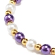 Alloy Gender Symbol & Glass Round Beaded Stretch Bracelet for Women BJEW-JB08511-01-5