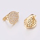 Brass Micro Pave Cubic Zirconia Hoop Earring Findings with Latch Back Closure ZIRC-K075-24G-3