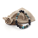 Эластичные браслеты из натуральных смешанных драгоценных камней и натуральных черных агатовых (окрашенных) бусин BJEW-JB04005-5