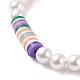 2Pcs 2 Style Shell Pearl & Polymer Clay Stretch Bracelets Set BJEW-TA00088-5