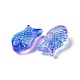 透明なスプレー塗装ガラスビーズ  魚  青紫色  15x8x5mm  穴：1mm GLAA-I050-10A-3