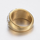 イオンプレーティング（ip）304ステンレスフィンガー指輪  ポリマークレイラインストーン付き  ゴールドカラー  サイズ9  19mm RJEW-H125-77G-19mm-3