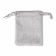 ビロードのアクセサリー類の巾着袋  サテンリボン付き  長方形  銀  10x8x0.3cm TP-D001-01A-03-1