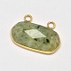 Faceted Oval Golden Tone Brass Natural Mixed Stone Pendants G-M282-02-2