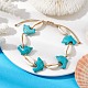 Bracelets de cheville en coquillages naturels et perles synthétiques tressées turquoise AJEW-AN00562-01-2