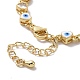 Enamel Evil Eye & Cubic Zirconia Heart Link Chain Bracelet BJEW-H555-01B-4