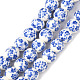 Chapelets de perles en céramique imprimées de fleurs manuelles PORC-M006-8mm-10-1