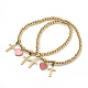 Bracelets extensibles avec perles en laiton avec breloque BJEW-JB03863-1