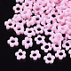 手作り樹脂クレイカボション  花  ピンク  4~5x4~5x1.5mm  穴：2mm  約27775個/500g CLAY-S091-042B-2