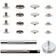 PandaHall 120 Sets 10 12 15 17mm 304 Stainless Steel Snap Buttons Fastener Charms Fixing Tool Kit for Leather Craft Repairs Decoration STAS-PH0019-14-1