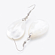 Coquille blanche pendentif Boucles d'oreilles EJEW-P148-11-2