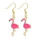Deep Pink Enamel Flamingo Dangle Earrings EJEW-JE04969-1