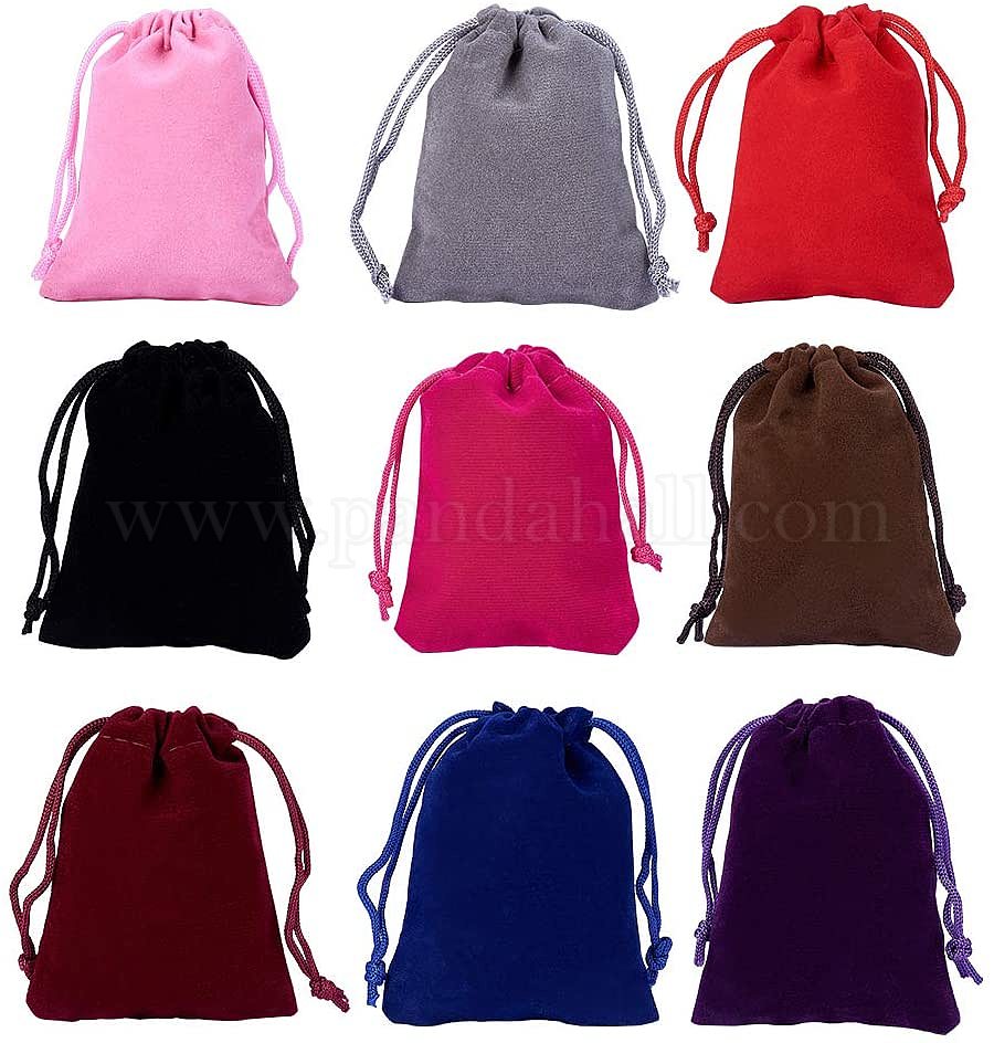 5 Sacs Velours Noir 10x15cm - Pochettes Cadeaux Pour Bijoux, Bouchons D'Oreilles Et Petits Objets - Idéal Noël Et Mariages
