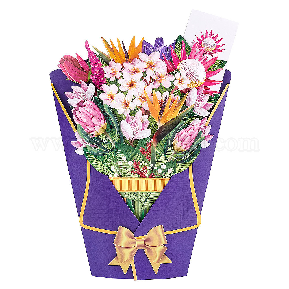 Wholesale CRASPIRE 3D Pop up Bouquet Greeting Card Mother's Day Flower