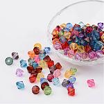 Faceted Bicone Transparent Acrylic Beads, Dyed, Mixed Color, 5mm, Hole: 1mm, about 7000pcs/500g