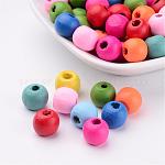 Perles en bois naturel teint, ronde, couleur mixte, 10x9mm, Trou: 3mm