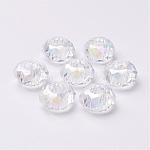Perles européennes en verre, Perles avec un grand trou   , pas de noyau métallique, facette, rondelle, clair, 14x8mm, Trou: 5mm