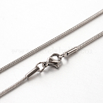 Collane a catena serpente in acciaio inossidabile chirurgico da 1.5 mm 316, con chiusure moschettone, colore acciaio inossidabile, 18 pollice (45.7 cm)