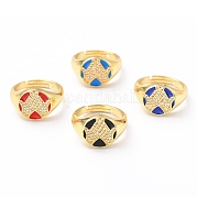 Регулируемые настоящие позолоченные латунные кольца на пальцы 18k с эмалью RJEW-L071-32G