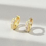 Латунные серьги-кольца из прозрачного кубического циркония EJEW-D311-077G