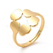 Ion Plating(IP) 201 Stainless Steel Flower Adjustable Ring for Women RJEW-F131-05G