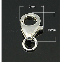 925スターリングシルバーカニカン  丸カン付き  銀  10x7x2.5mm  穴：3mm&nbsp;STER-A001-35