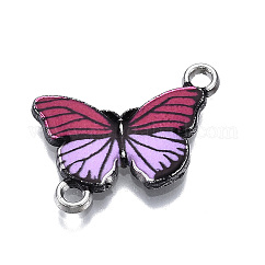 Connettori per collegamenti smaltati in lega stampata, forma di farfalla, platino, rosso ciliegia, 14.5x20.5x2mm, Foro: 1.8 mm