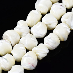 Hebras naturales de concha de troco / concha de troco, pepitas, blanqueador, color de concha, 11~21x8~16x8~16mm, agujero: 1 mm, aproximamente 26~30 pcs / cadena, 15.35''~16.54'' (39~42 cm)