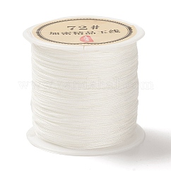 Cordon tressé en nylon, Cordon à nœuds chinois pour la fabrication de bijoux et le macramé, blanc, 0.8mm, 38~40m/rouleau