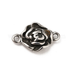変色しない304ステンレススチールコネクタチャーム  花のリンク  ステンレス鋼色  12x18.5x4.5mm  穴：1.6mm