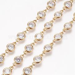 Cadenas de abalorios de vidrio hecho a mano, soldada, con alfiler de latón, dorado, Enlace de 39.37 pulgada (1 m): 11.5x6.5x2.5 mm