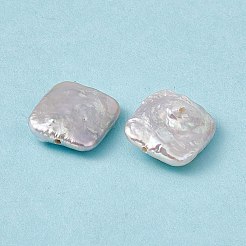 バロック天然ケシパールビーズ  長方形  貝殻色  15~16x13.5~15x4~6mm  穴：0.8mm&nbsp;LS-PEAR-N020-K07