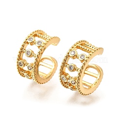 Латунные серьги-манжеты из прозрачного кубического циркония&nbsp;EJEW-F370-10G