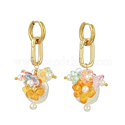 Boucles d'oreilles pendantes en perles baroques keshi naturelles nucléées&nbsp;EJEW-JE07262