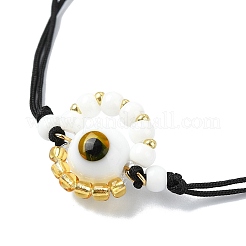 Braccialetti con perline intrecciate regolabili realizzati a mano in vetro a lume e malocchio&nbsp;BJEW-MZ00099-03