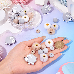 Perles focales en silicone et perles européennes en imitation fourrure de velours&nbsp;DIY-TA0013-50