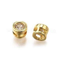 Плоские круглые латунные подвески-санки с микропаве из прозрачного кубического циркония KK-C106-11G