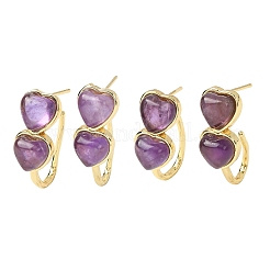 Valentinstag-Herzohrstecker aus natürlichem Amethyst&nbsp;EJEW-T053-01G-09