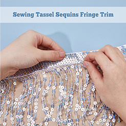 Отделка лентой с пайеткой и кисточкой длиной 10 м. OCOR-WH0078-162B