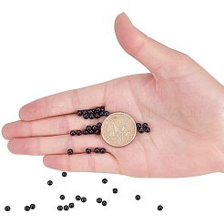 焼き絵用塗料でパール加工したガラスパールラウンドビーズの連売り 5本  ブラック  4~5mm  穴：1mm  約1050個/箱&nbsp;HY-PH0002-22-B