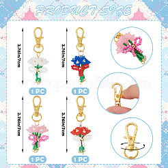 4 Stück Glassamen-Bouquet-Anhänger mit Schleife&nbsp;HJEW-SZ00133