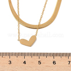 201 нержавеющая сталь кулон в форме сердца любовь двухслойные ожерелья для женщин&nbsp;LS-NJEW-D307-03G