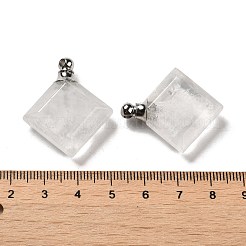 天然宝石用原石香水瓶ペンダント  ファセット加工された菱形のチャーム、ステンレススチールカラートーン、304ステンレススチール金具  31x27~27.5x8.5~10mm  穴：2mm&nbsp;G-Z039-05P