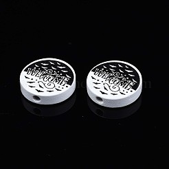 Бусины из натурального дерева с принтом на Хэллоуин WOOD-T021-78