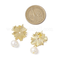 Серьги-гвоздики из латунной ракушки с жемчугом для женщин EJEW-JE06243