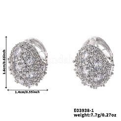 Элегантные плоские круглые серьги-кольца из латуни с прозрачным кубическим цирконием&nbsp;GD5823-1