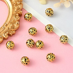 Тибетский стиль полые сплава бисер TIBEB-YW0001-11G