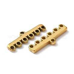 304ステンレスシャンデリア部品リンク  7ループコネクター  長方形/棒  ゴールドカラー  5x16x1mm  穴：1.2mm&nbsp;STAS-WH0027-34E-G