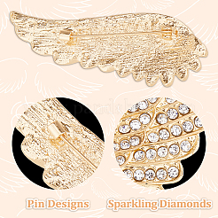 2 spilla in lega di strass ad ala per vestiti da zaino&nbsp;JEWB-FH0002-05G
