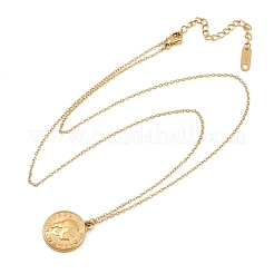 Итальянские ожерелья с подвесками в виде монет из нержавеющей стали 304 для женщин&nbsp;NJEW-G176-01G